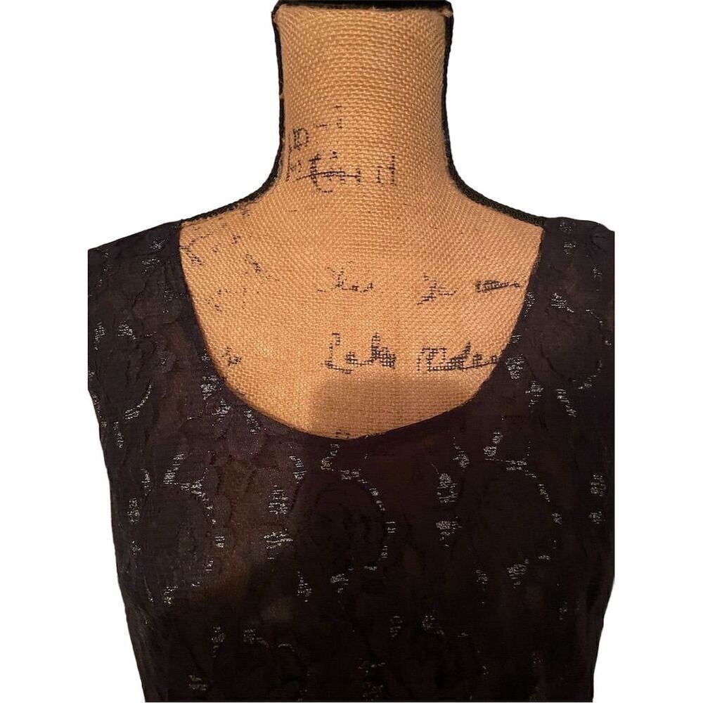 *3/$15 Harve Benard Women's Black Sheer Lace Sleeveless Blouse Size 14 - Picture 2 of 10